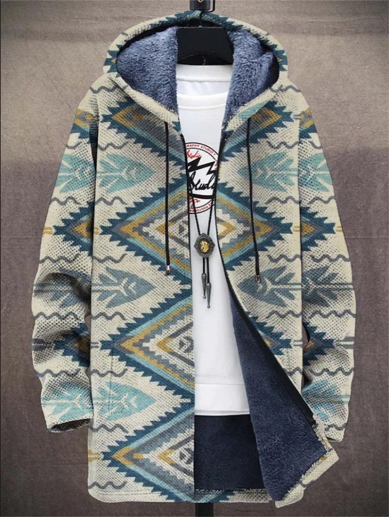 Men's Mid Length Printed Hette Cardigan Trend