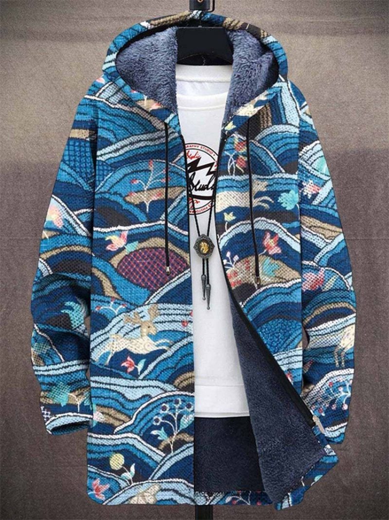 Men's Mid Length Printed Hette Cardigan Trend