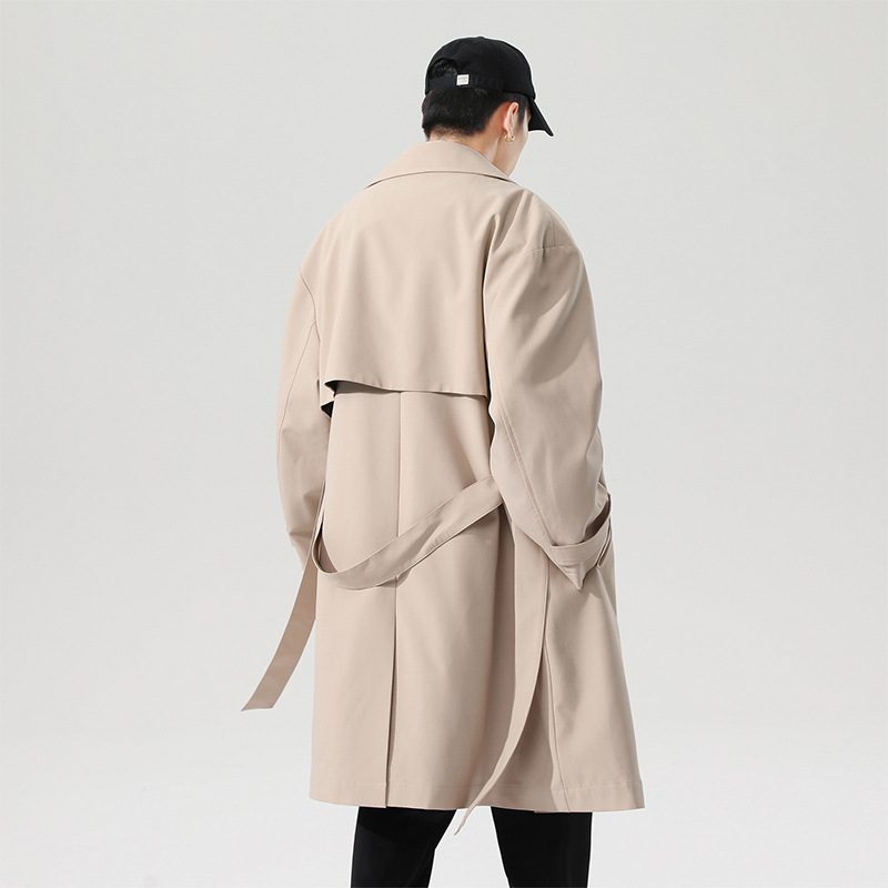 Trenchcoat For Menn 2024 Mellomlang Trendy Fritidskåpe