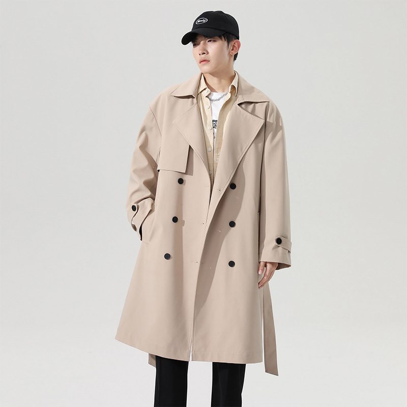 Trenchcoat For Menn 2024 Mellomlang Trendy Fritidskåpe