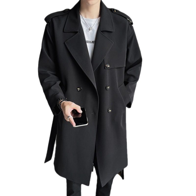 Uformell Trenchcoat For Menn Motetrend Mellomlang Kåpe