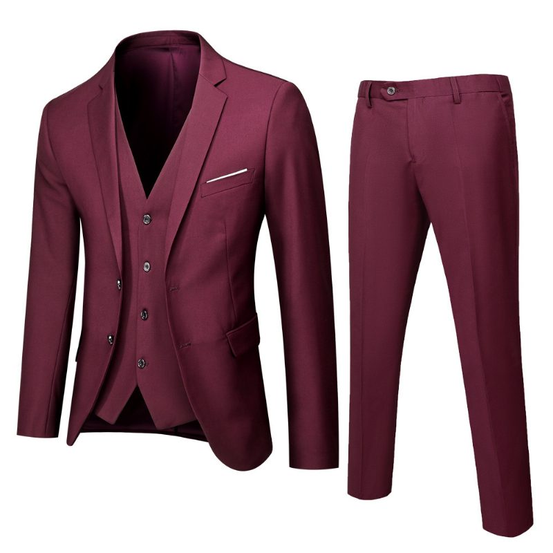 Double Breasted Suit Menn Slim Fit Ekteskap Business Casual