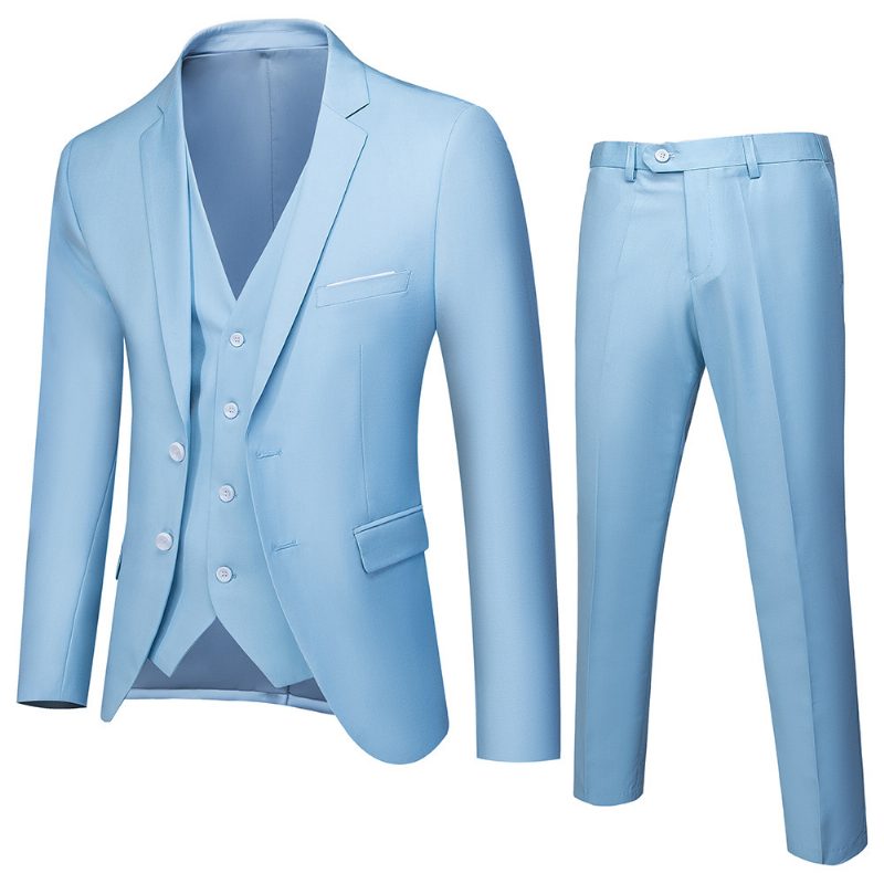 Double Breasted Suit Menn Slim Fit Ekteskap Business Casual