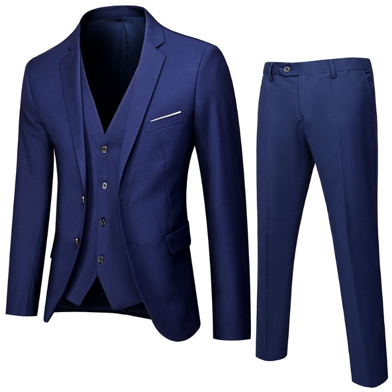 Double Breasted Suit Menn Slim Fit Ekteskap Business Casual