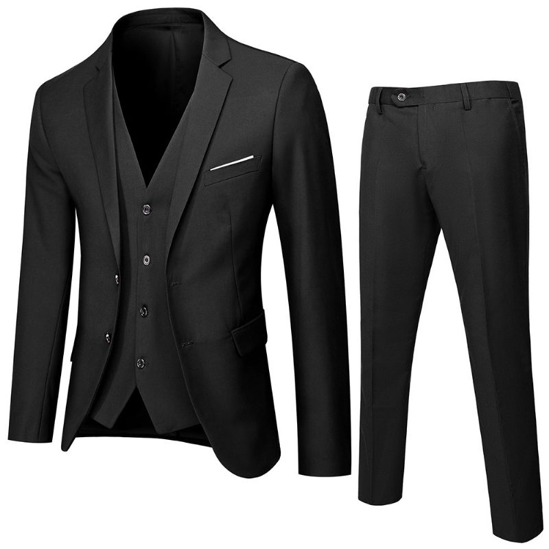 Double Breasted Suit Menn Slim Fit Ekteskap Business Casual