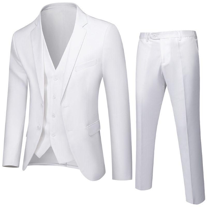 Double Breasted Suit Menn Slim Fit Ekteskap Business Casual