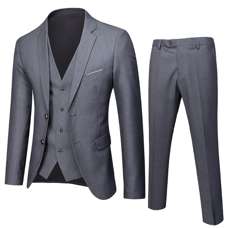 Double Breasted Suit Menn Slim Fit Ekteskap Business Casual