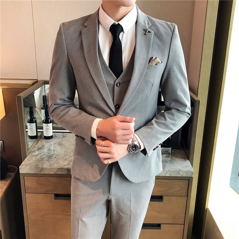 High-end Herredresser Ensfarget Casual Tredelt Dress Slim Fit