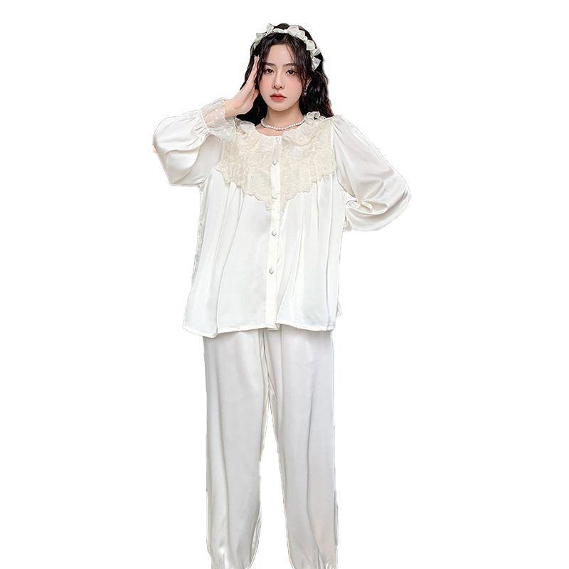 Dame Pyjamas Lace Langermet Loungewear Sett