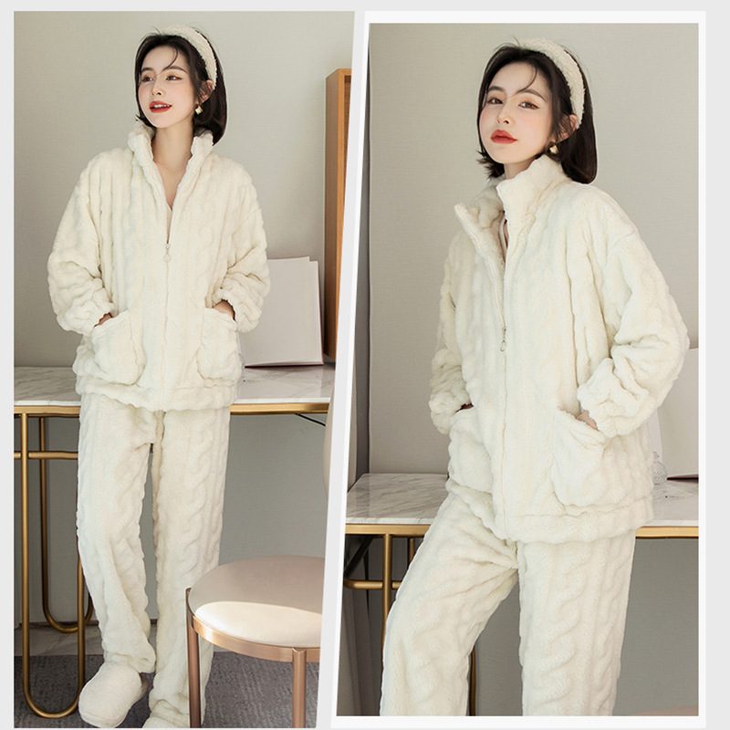 Damepyjamas Tykk Glidelås Loungewear Flanell Dress