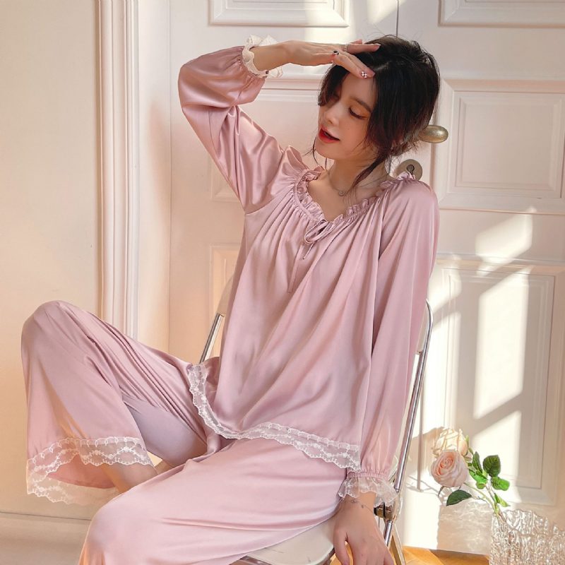 Damepysjamas Silke Homewear Sweet Home Langermede Buksesett