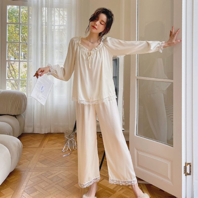 Damepysjamas Silke Homewear Sweet Home Langermede Buksesett