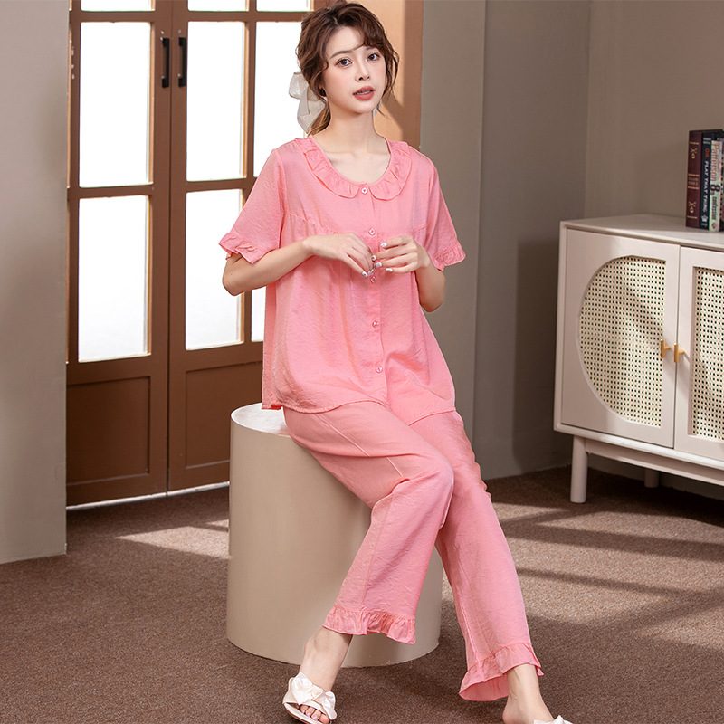 Kvinners Pyjamas Komfortabel Blonder Homewear Kortermet Bukser Cardigan Set