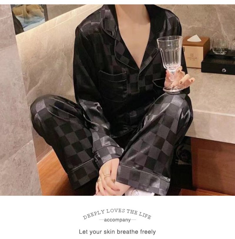 Kvinners Pyjamas Langermet Check Homewear Komfortabel