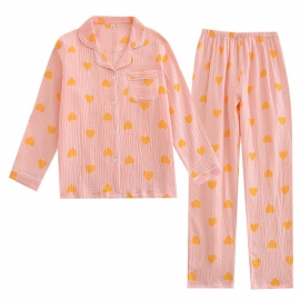 Love Dame Pyjamas Myk Tynn Lapel Langermet Homewear