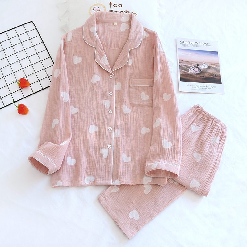 Love Dame Pyjamas Myk Tynn Lapel Langermet Homewear