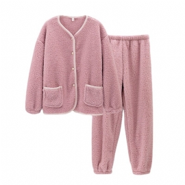 Pyjamassett For Kvinner Flanell Loungewear