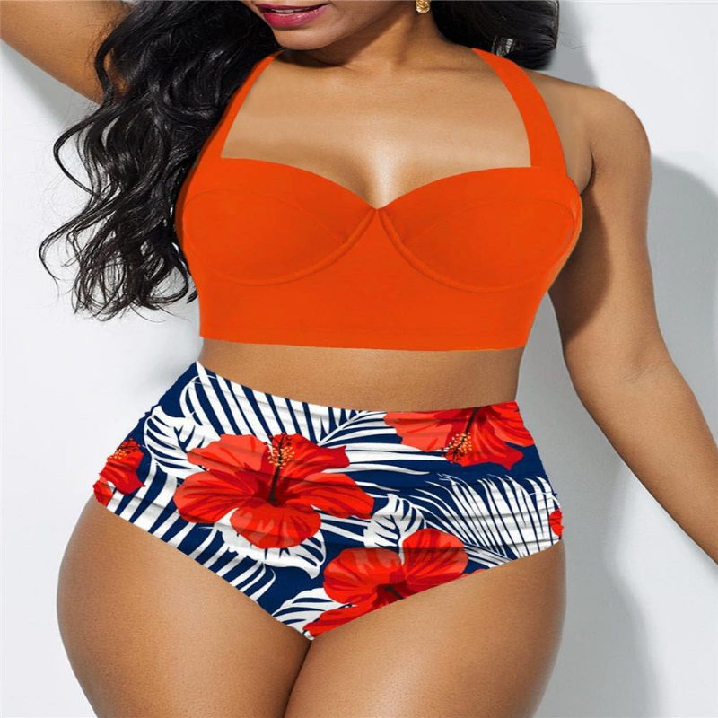 Ny Badedrakt Dame Sexy Print Plus Size Bikini Delt