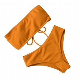 Sexy Bikini One Piece Badedrakt Ensfarget Badetøy For Kvinner