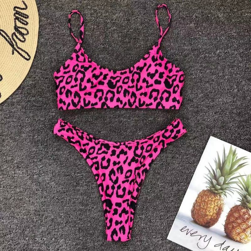 Sexy Leopard Bikini Badetøy Stock Rett Hår