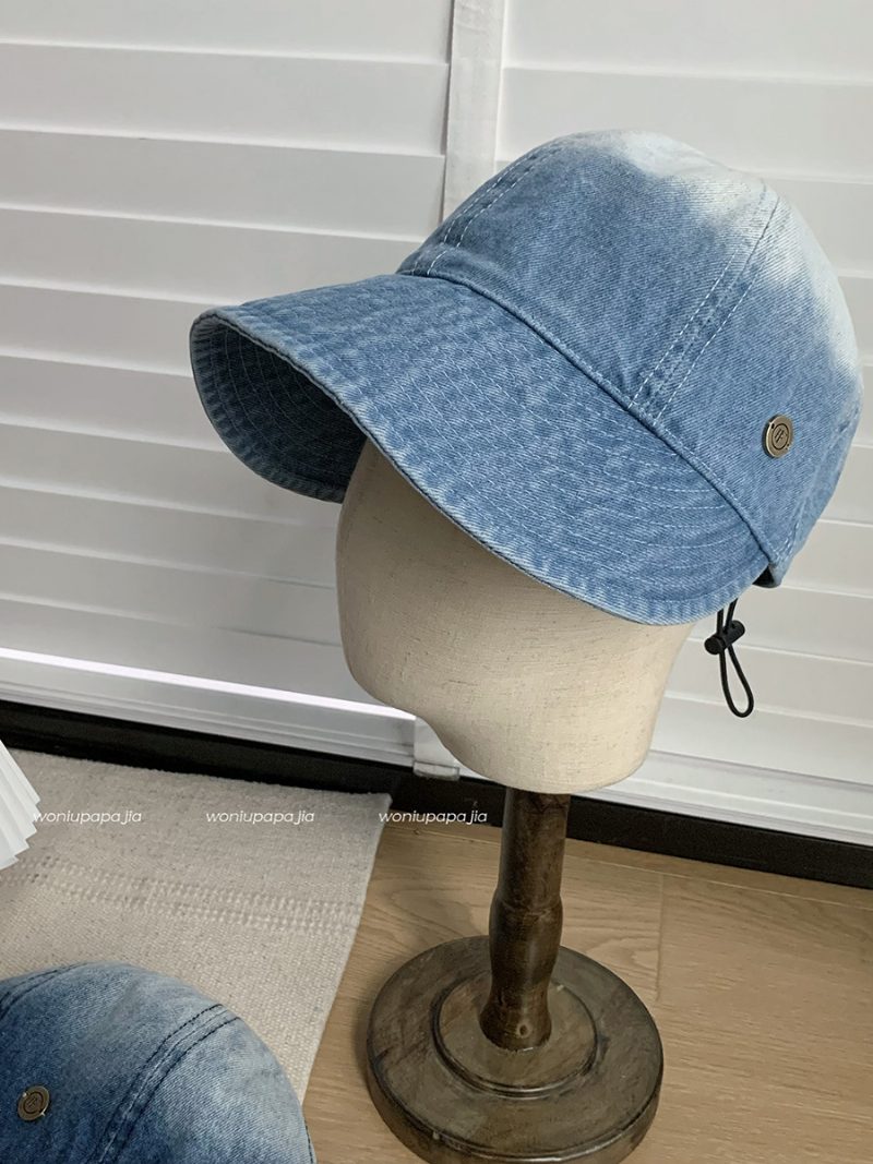 Metall Standard Denim Gradient Farge Toppet Caps Dame Våren Bredbremmet Solskjerm Tynn Baseball Cap