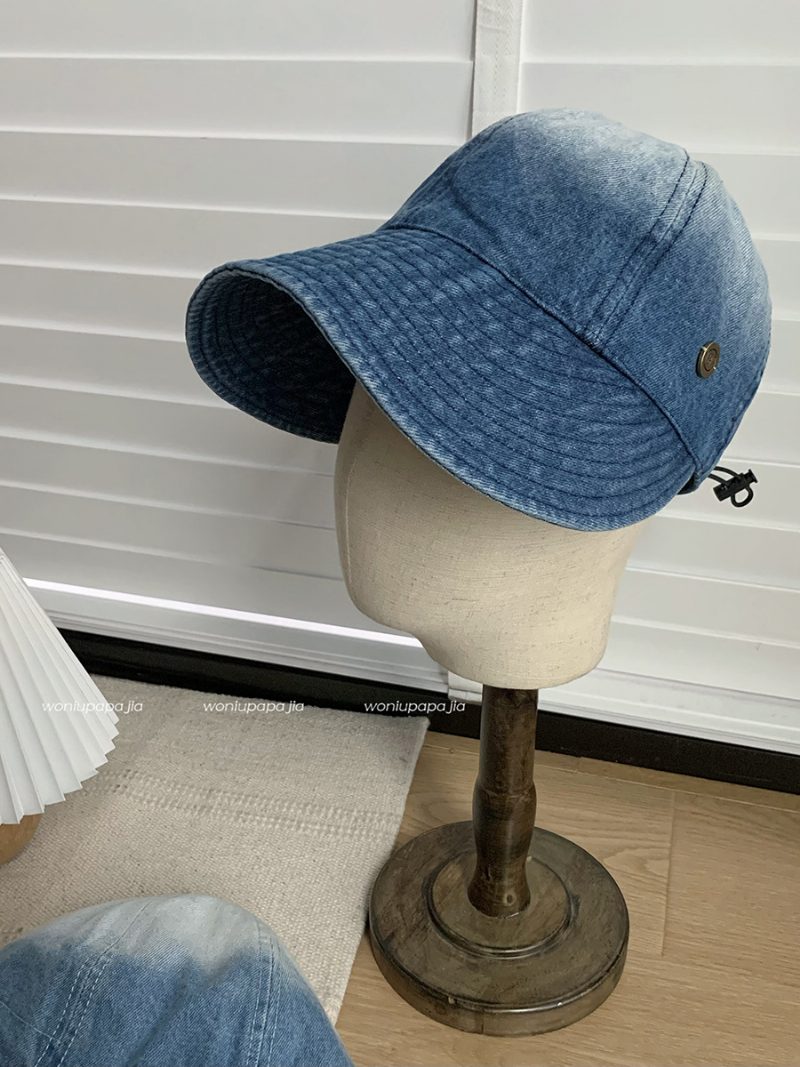 Metall Standard Denim Gradient Farge Toppet Caps Dame Våren Bredbremmet Solskjerm Tynn Baseball Cap