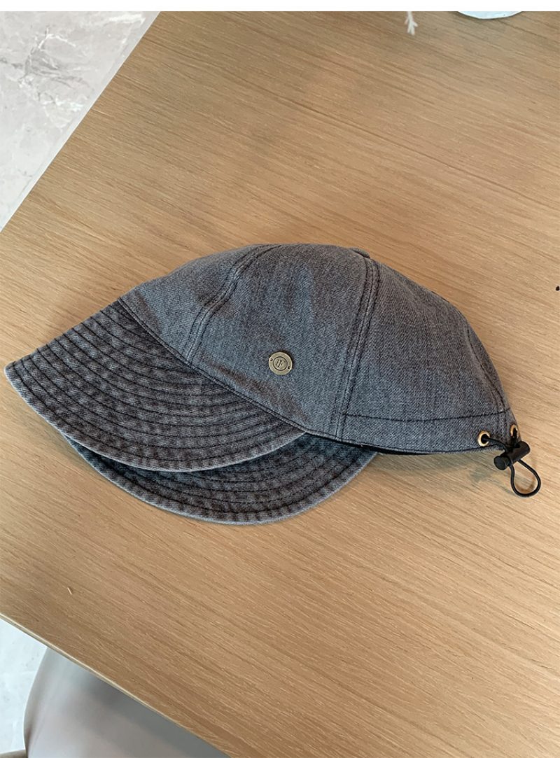 Metall Standard Denim Gradient Farge Toppet Caps Dame Våren Bredbremmet Solskjerm Tynn Baseball Cap